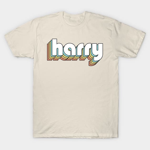 Harry Retro Rainbow Typography Faded Style T-Shirt by Paxnotods